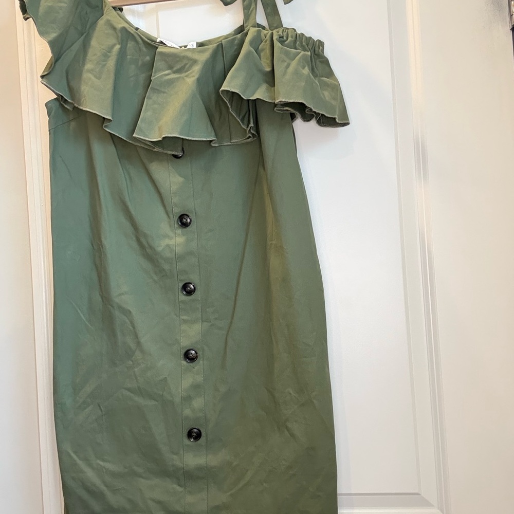 English Factory Olive Button-Down Dress